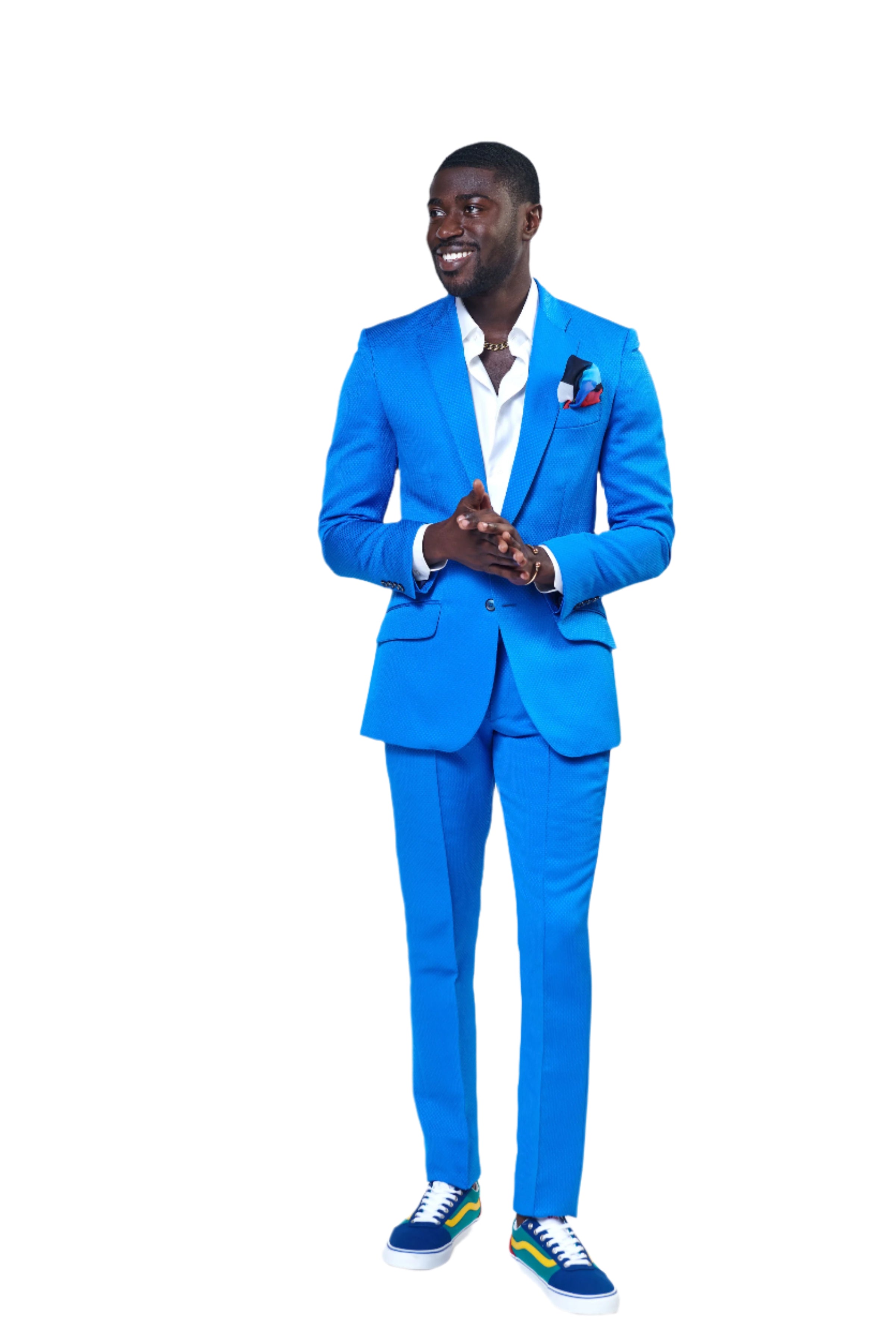 Electric Blue Textured Suit