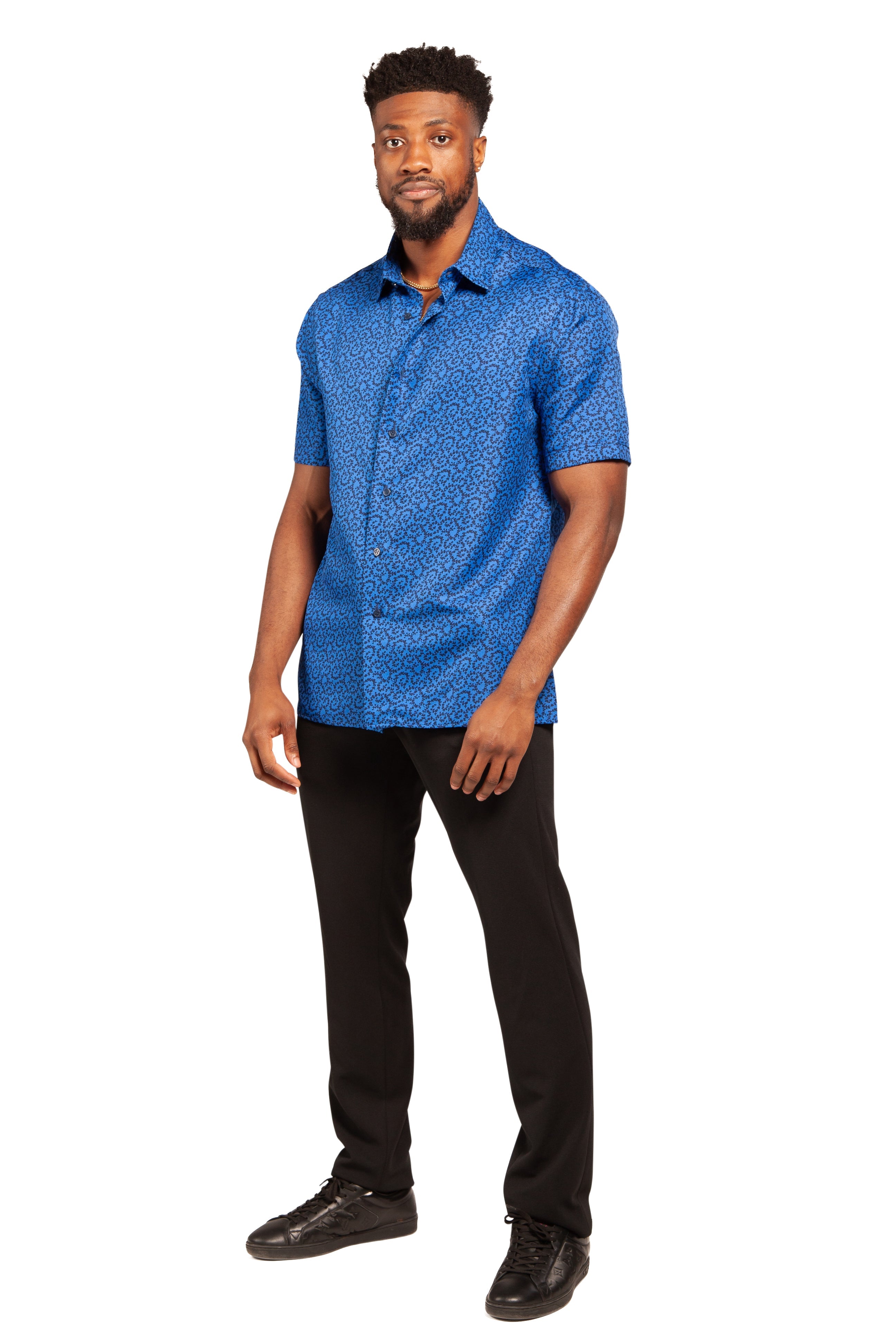 DIFFERENTREGARD Royal Blue Paisley Button Down Shirt