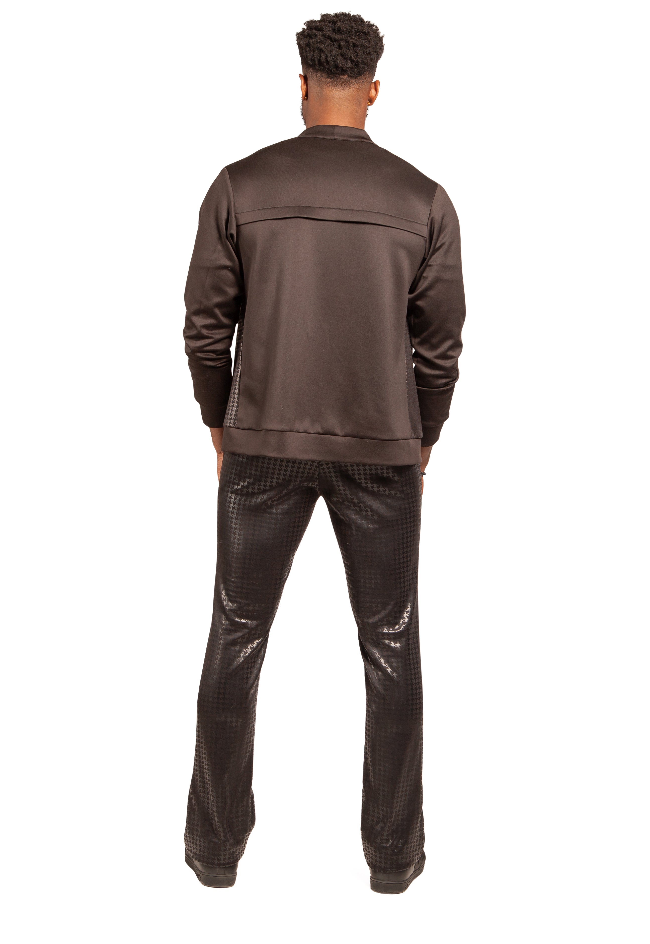 Black Hounds-Tooth Stretch Suit