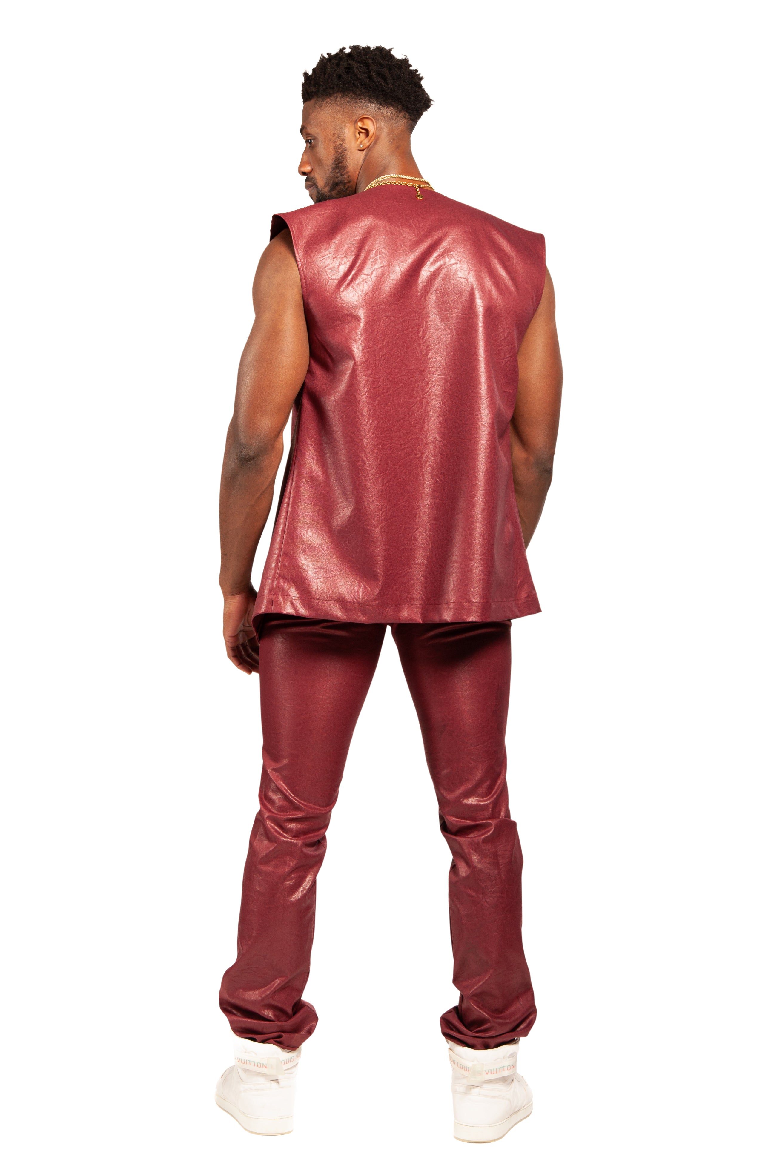 Red Vegan Leather Vest