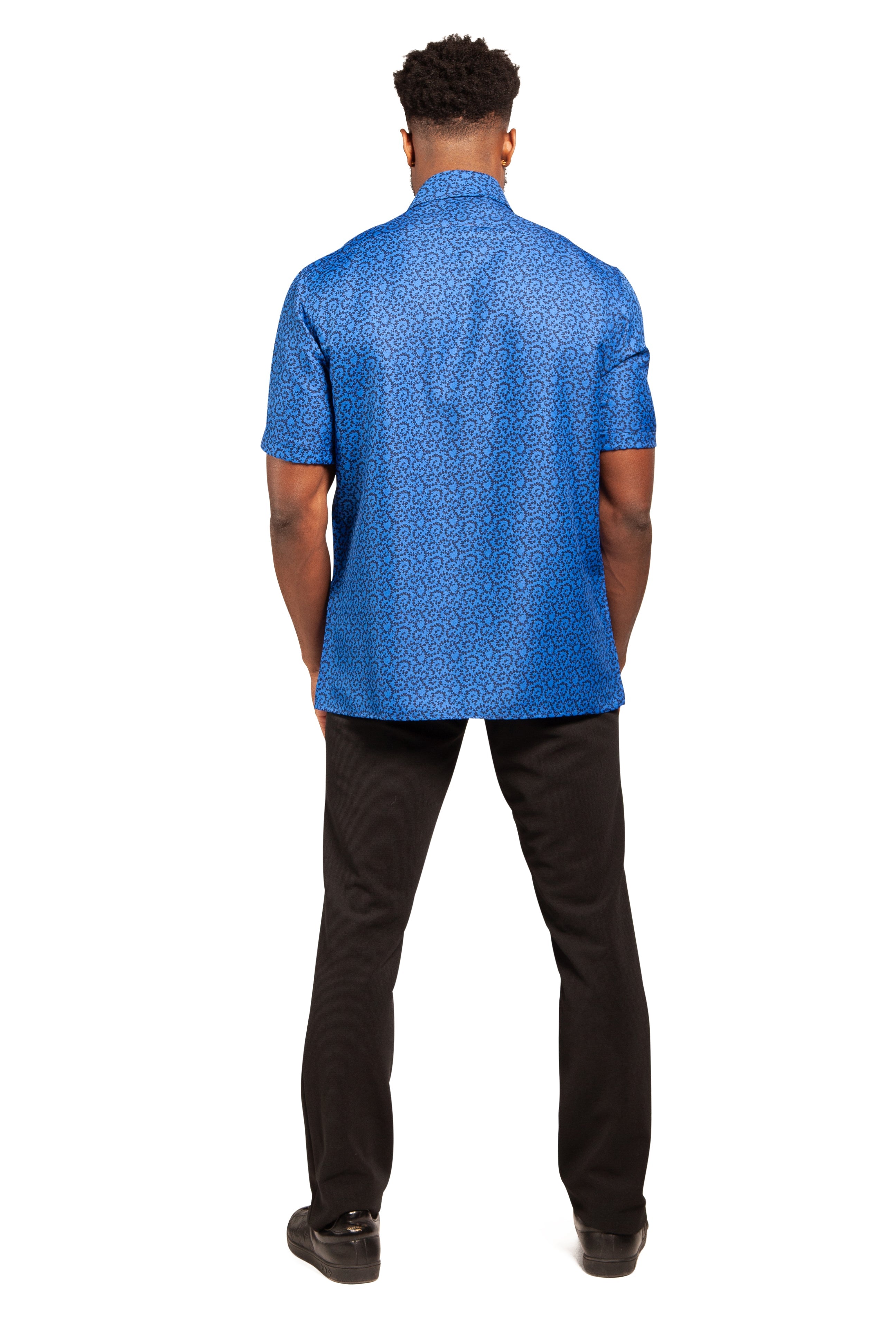 DIFFERENTREGARD Royal Blue Paisley Button Down Shirt